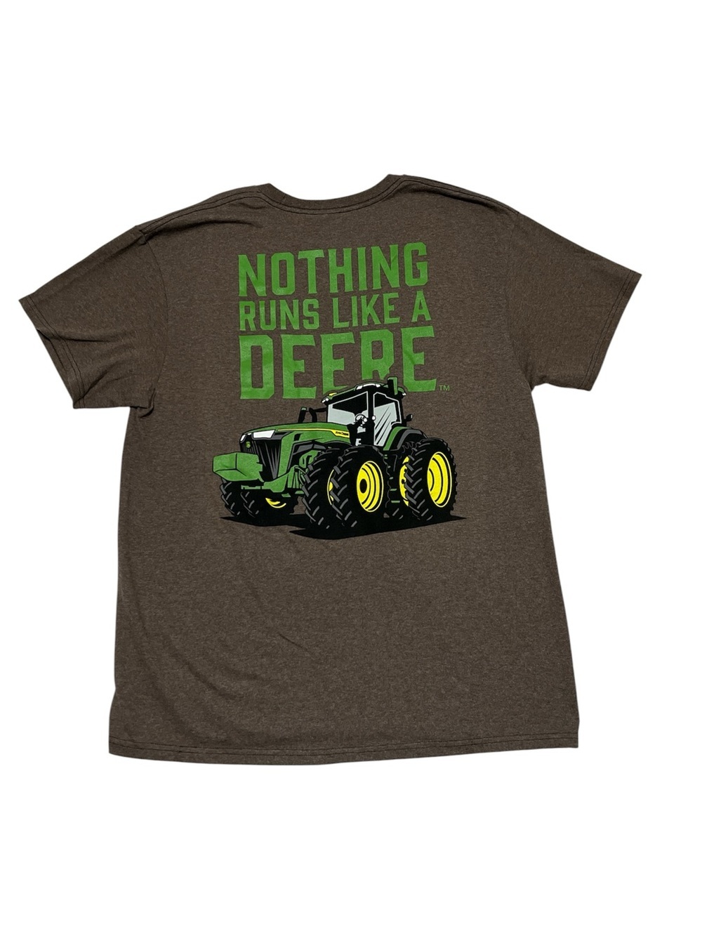 John Deere Nothing Runs Like a Deere Heather Brown Graphic T-Shirt NWT Adult LG